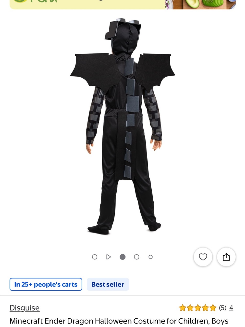 Disguise Black and Gray Ender Dragon Kids Halloween Costume